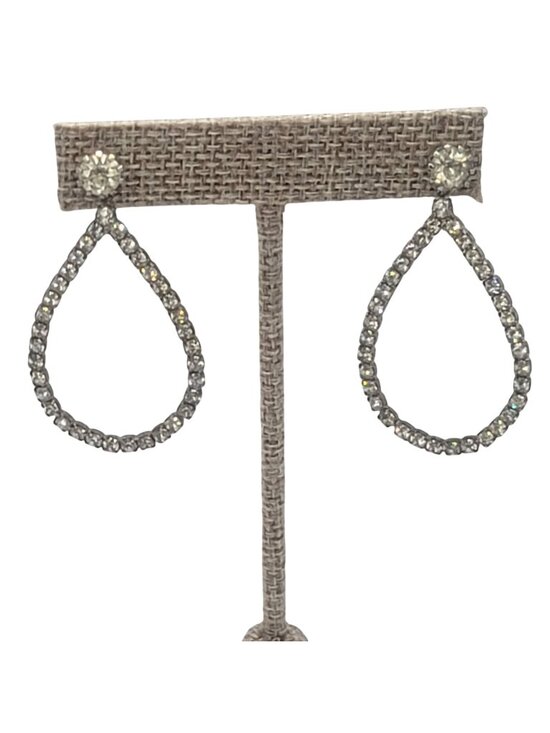 Unbranded Jewelry - Vintage Open Teardrop Rhinestone Dangle Earrings With Post Back Design